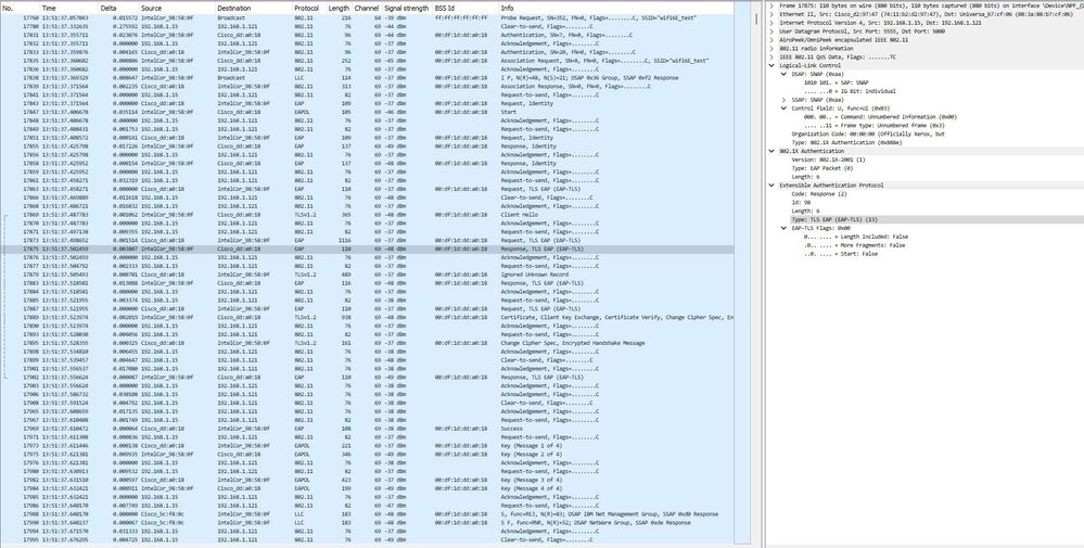 WPA3企业GCMP256 SUITEB192-1x，采用EAP-TLS与Intel AX211客户端的关联和EAP-TLS焦点