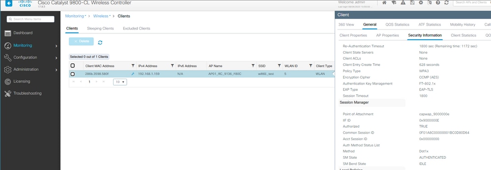 WPA3 Enterprise GCMP256 SUITEB192-1x mit EAP-TLS-Clientdetails