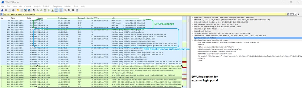 Packet capture detail on EWA