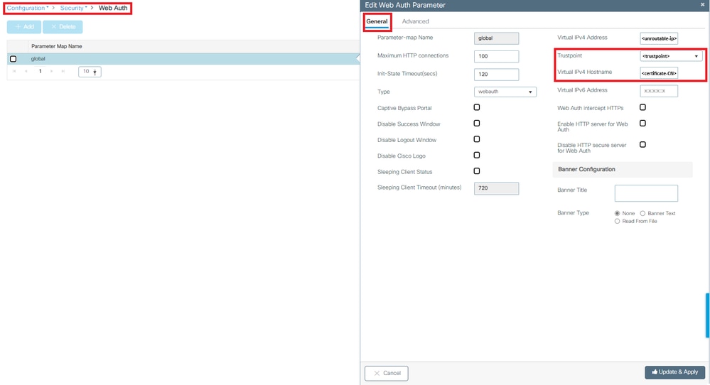 Comprobar el nombre de host IPv4 virtual y de punto de confianza