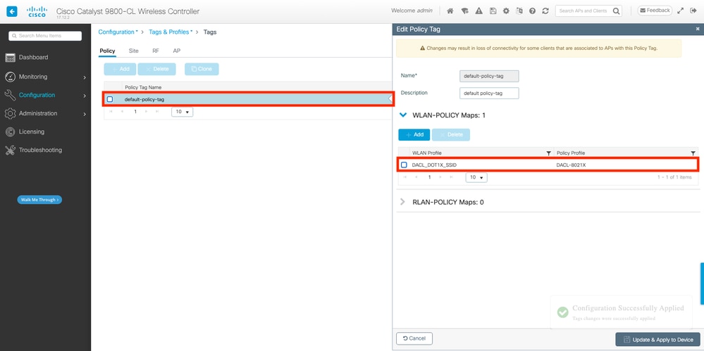 Configurer les balises de stratégie sur le WLC