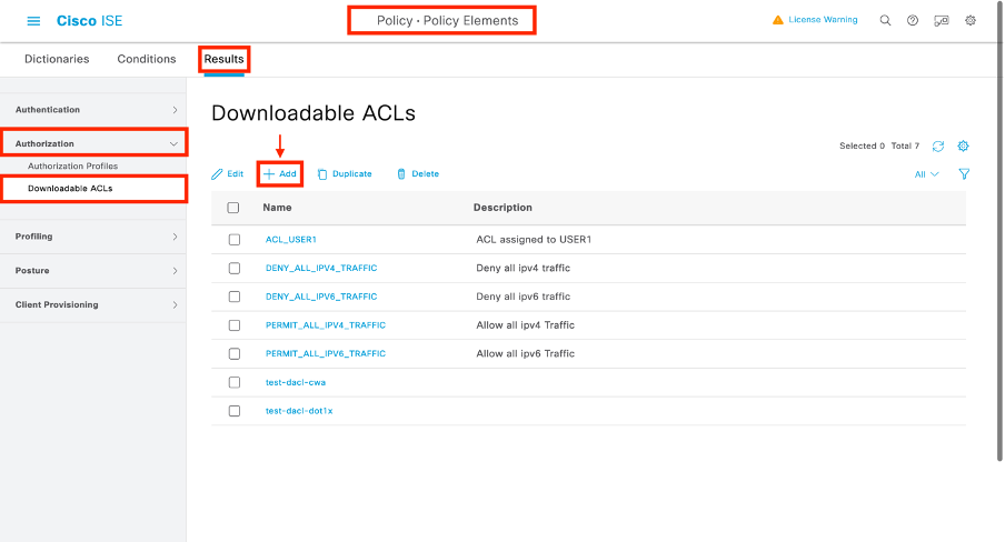 إضافة قائمة تحكم في الوصول (ACL) قابلة للتنزيل