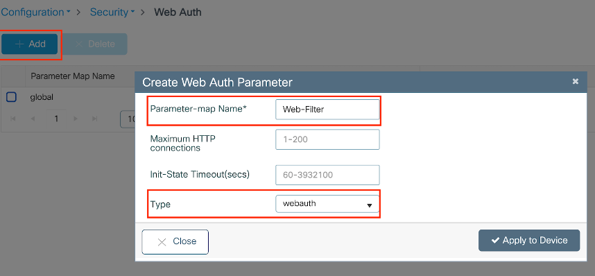 Webauthentifizierungs-Parameterprofil