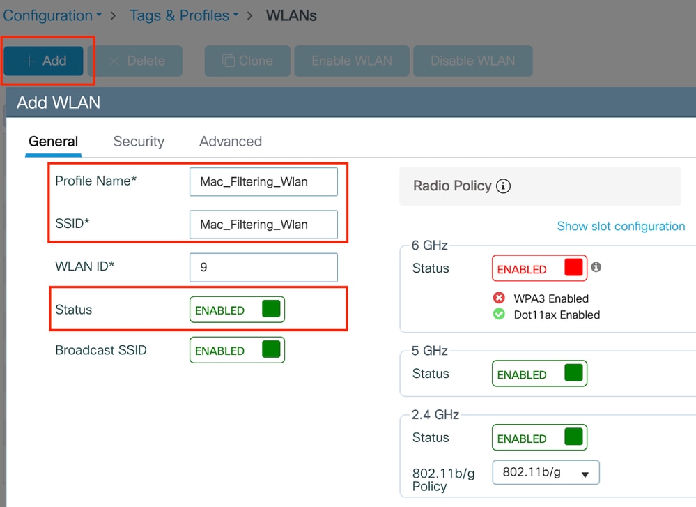 Profil WLAN