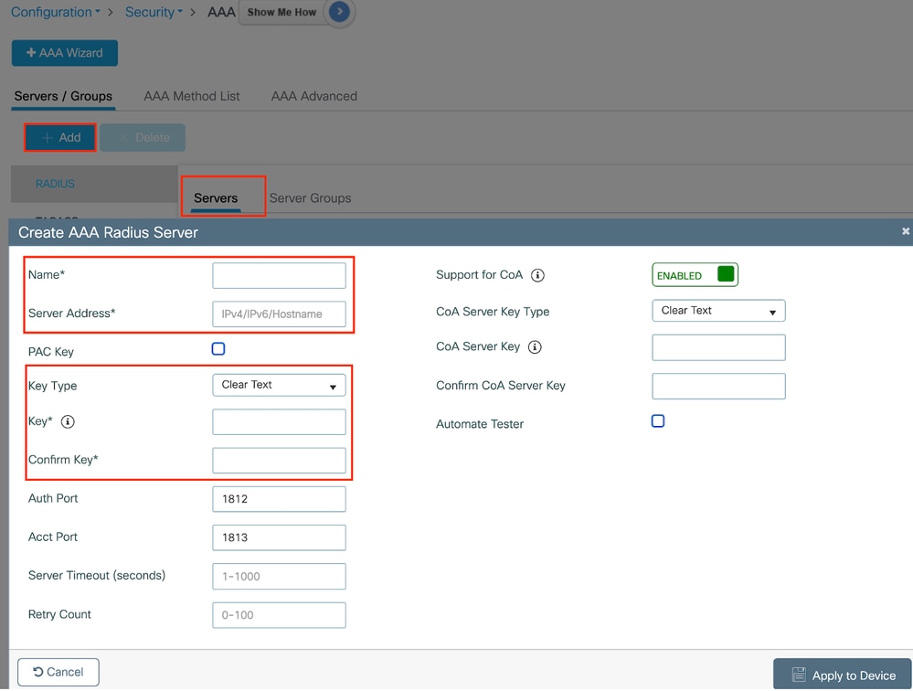 Configuration du serveur