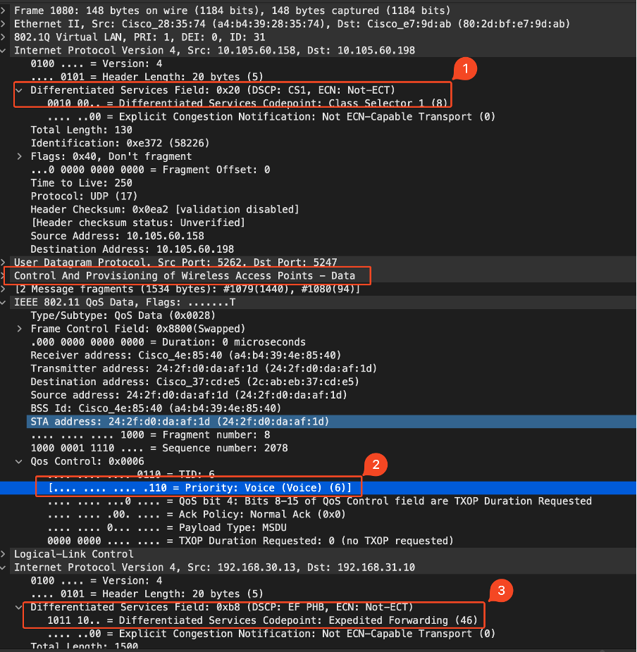 WLC EPC Showing CAPWAP DSCP Values