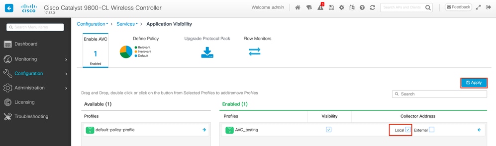 Lokale NetFlow Collector selecteren