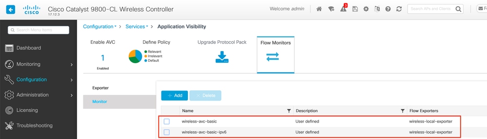 Flow Monitor Configuration met Local NetFlow Collector