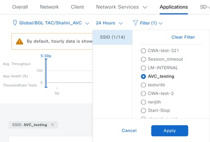 Filtro SSID per visualizzare le statistiche AVC