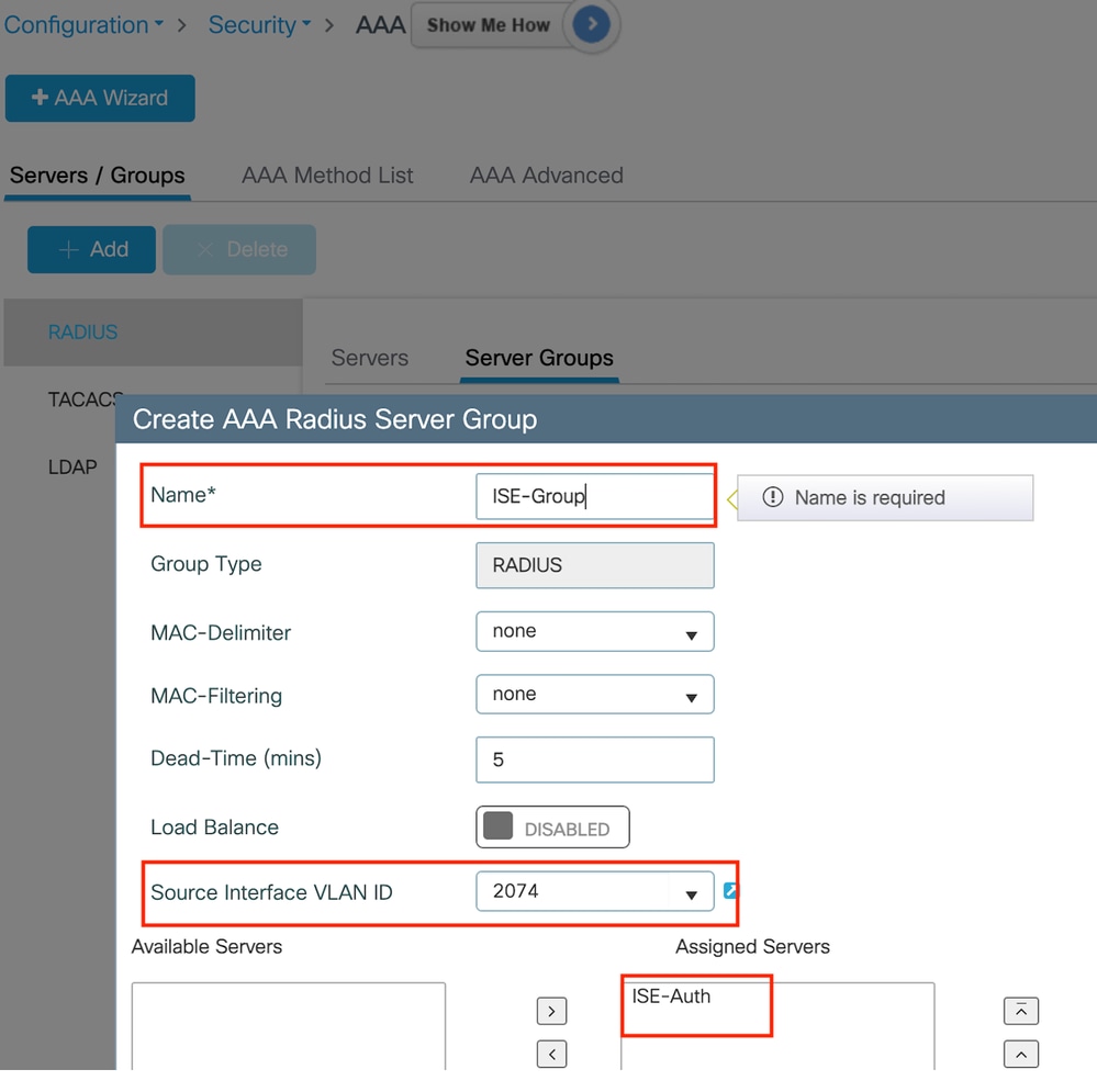 Radius server group