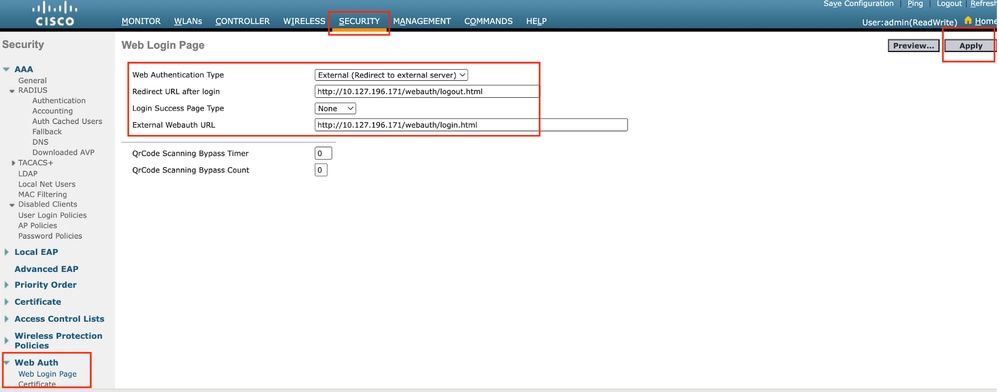 Configuración de Web Auth