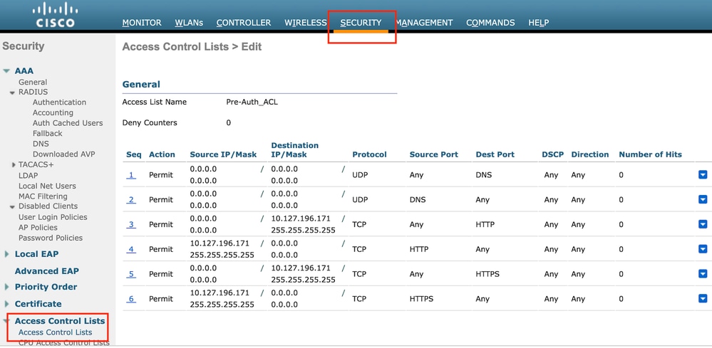 Zugriffsliste zum Zulassen des Datenverkehrs zum Webserver