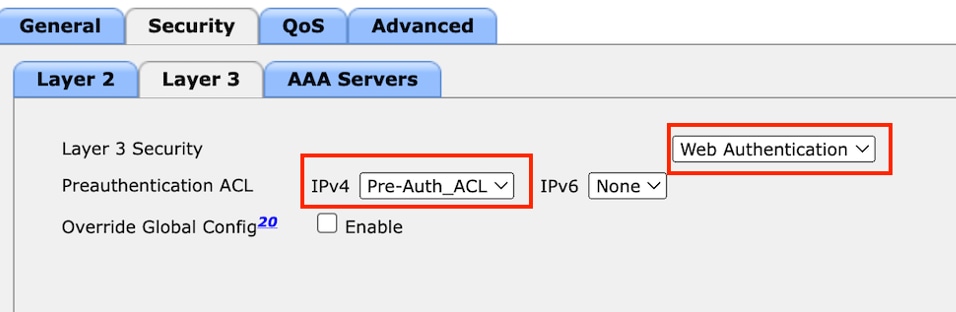 Layer 3 security tab