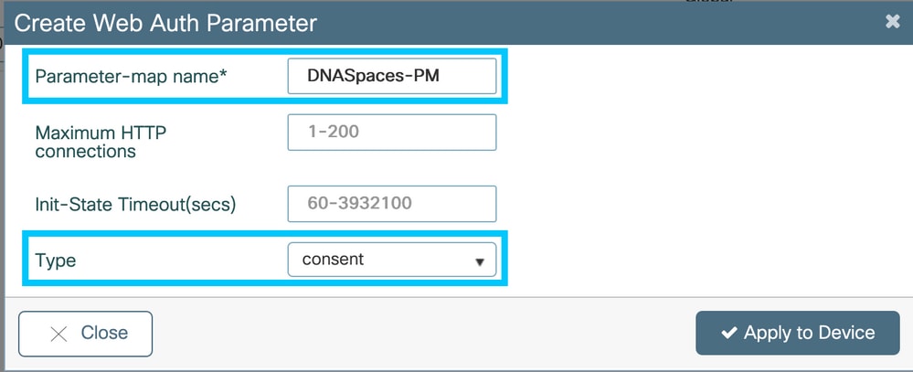 Create Web Auth Parameter Map