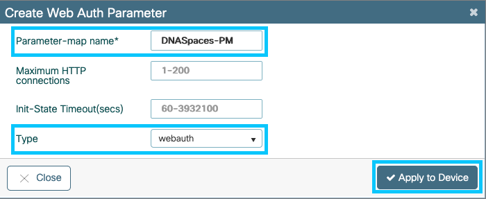 Erstellen einer Webauthentifizierungsparameterzuordnung auf dem 9800