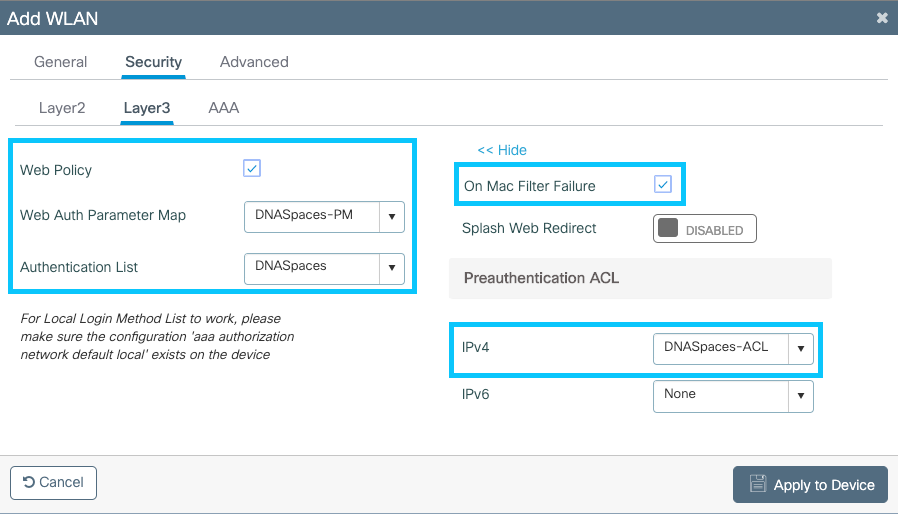 Add a WLAN- L3 Settings