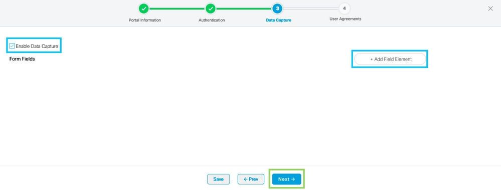 صفحة عناصر التقاط البيانات في مساحات DNA