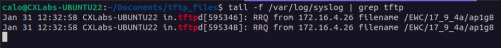 Registros de transferencia de archivos TFTP en Ubuntu
