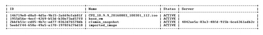 Output di esempio - Ripristino CPS 1