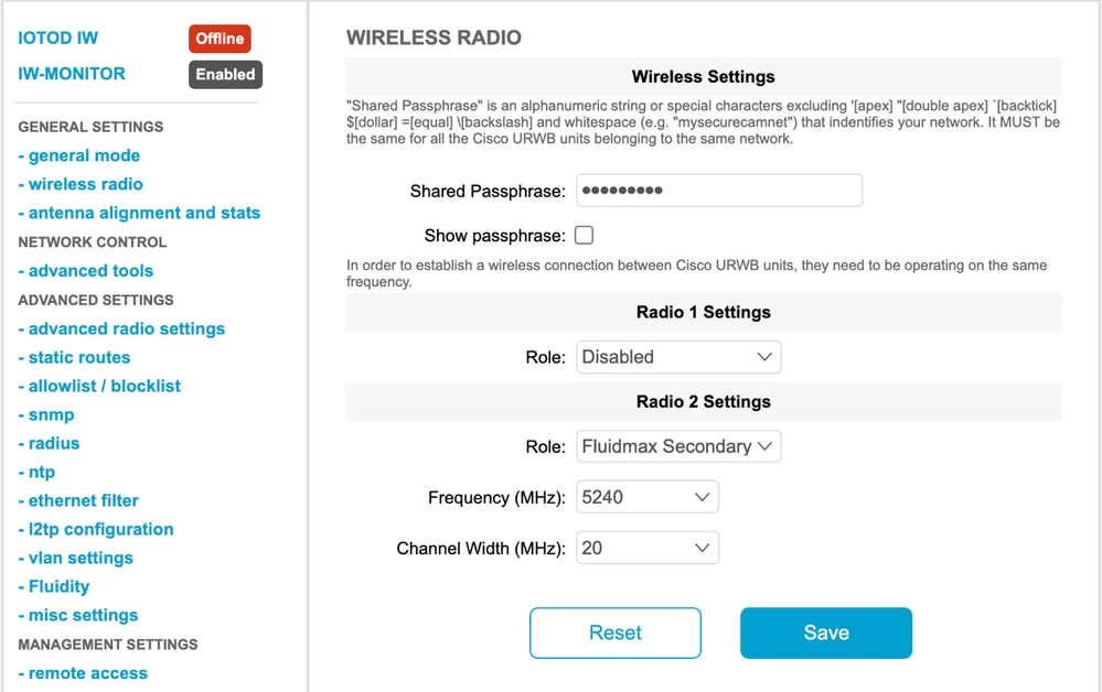 Configurações do modem