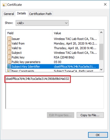 Certificate Subject Key Identifier