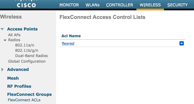 Create FlexConnect ACL Named Flexred