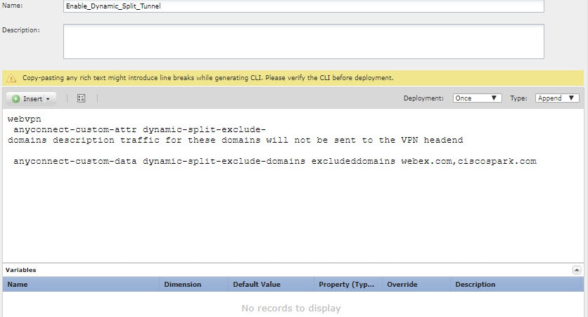 dynamic-split-exclude-domains 사용자 지정 특성을 정의하는 FlexConfig 개체입니다.