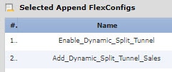 FlexConfig 개체 목록입니다.