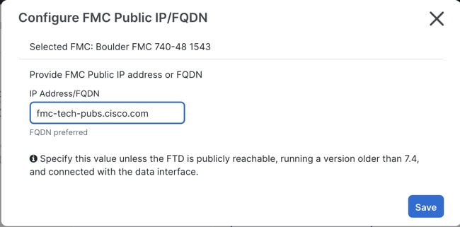 配置 FMC 公共 IP/FQDN