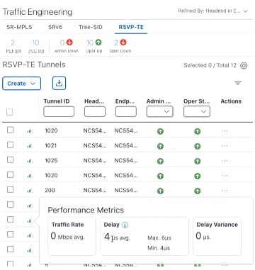 RSVP-TE Tunnel Performance Metrics in the Traffic Engineering Table