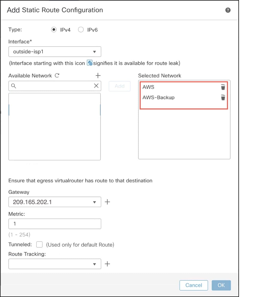 Static Route Configuration in Management Center