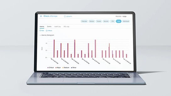 Laptop displaying Cisco vManage software